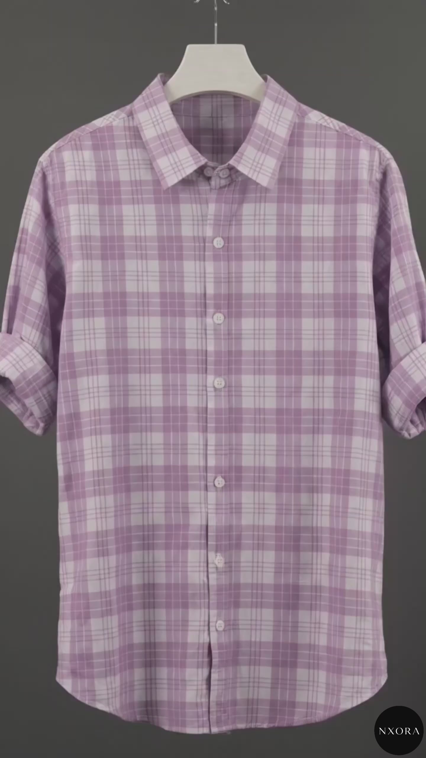 Men’s Pink Checkered Shirt – Soft Pastel Casual Slim Fit