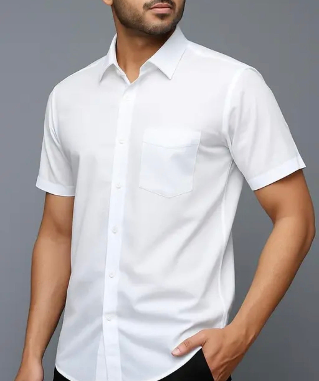 Men's Premium White Khadi Shirt | Soft & Breathable Cotton Fabric | Short Sleeve Regular Fit Office Wear & Casual Look