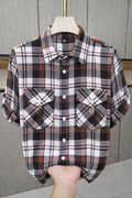 Premium Brown & Ivory Textured Checkered Shirt