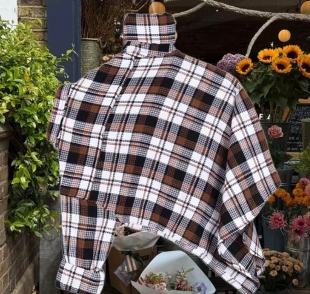 Premium Brown & Ivory Textured Checkered Shirt
