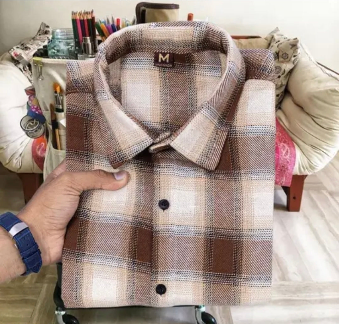 Premium Brown Checked Casual Shirt for Men