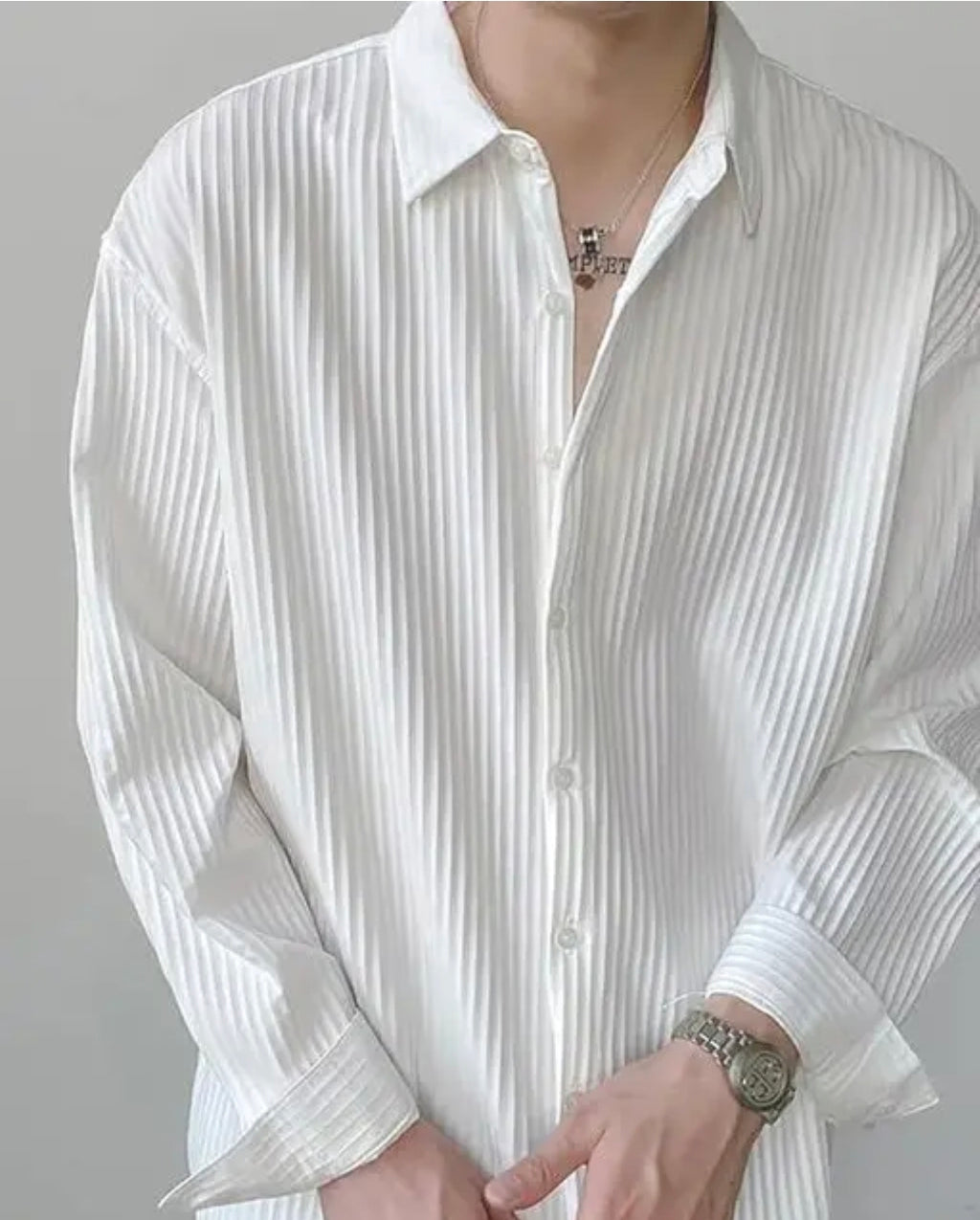 Premium White Textured Formal Shirt – Classic Slim Fit