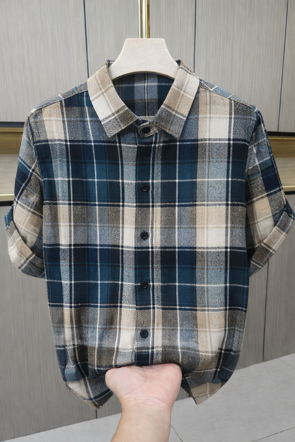Men’s Premium Blue Checkered Casual Shirt | Soft Cotton Stylish Flannel | Regular Fit Trendy Wear