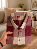 Premium Maroon & Beige Checkered Cotton Shirt