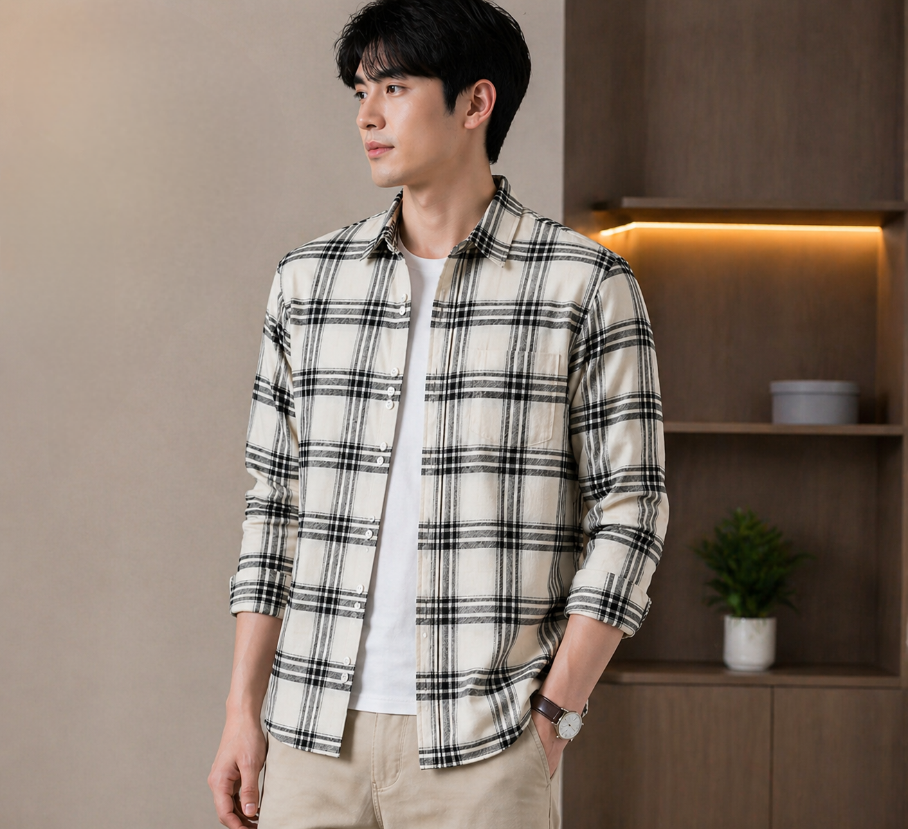 Men’s Slim Fit Checked Shirt | Modern Fit Comfortable Plaid Shirt for Men | Full Sleeve Casual Shirt