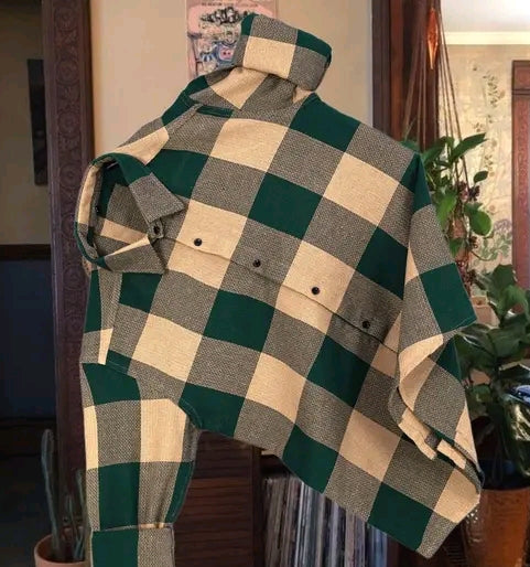 Premium Green & Beige Checkered Casual Shirt – Soft Cotton Blend | Stylish Everyday Wear