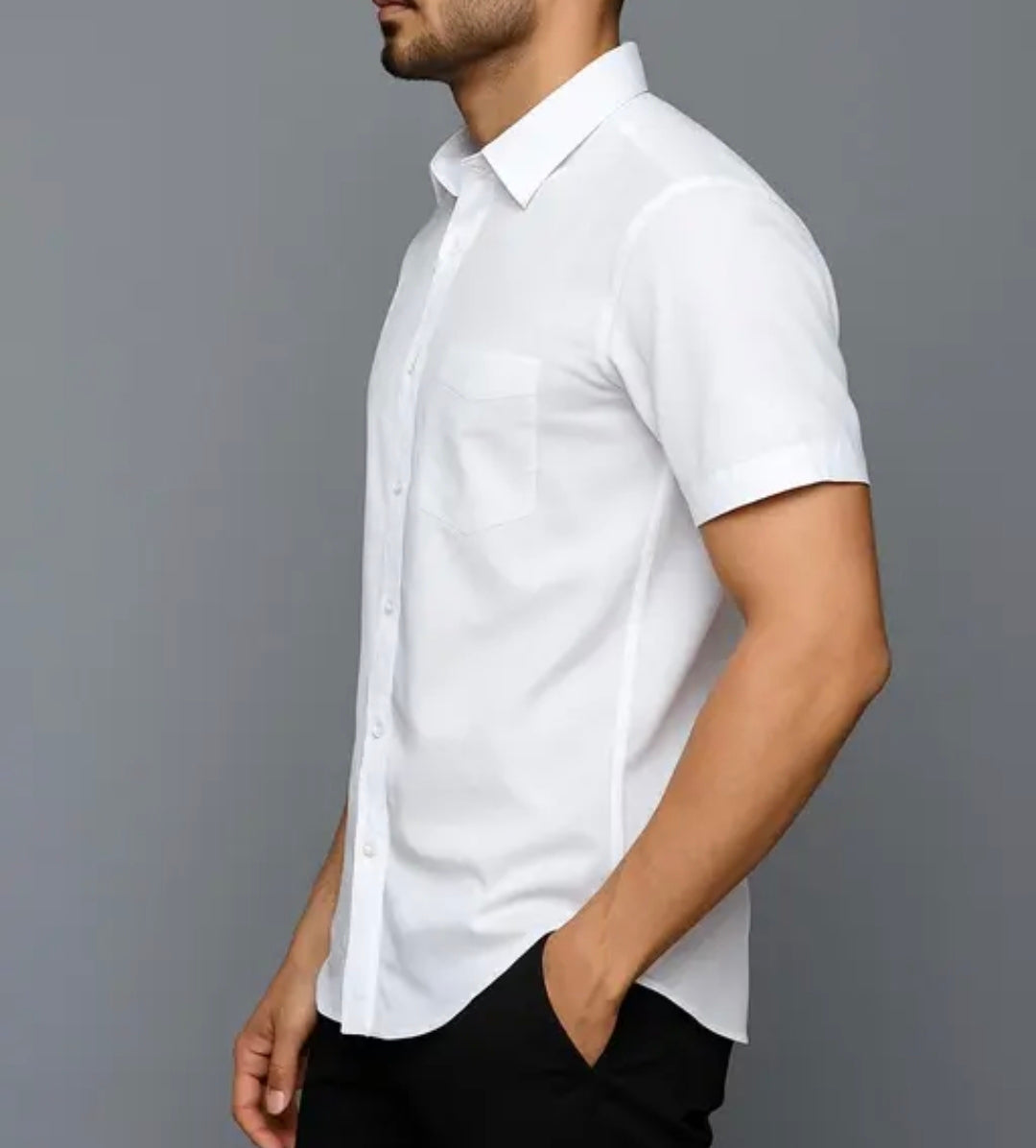 Men's Premium White Khadi Shirt | Soft & Breathable Cotton Fabric | Short Sleeve Regular Fit Office Wear & Casual Look